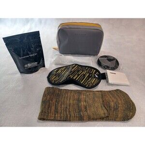 COLE HAAN GRAY/YELLOW BUSINESS CLASS TOILETRY POUCH BAG AMENITY KIT